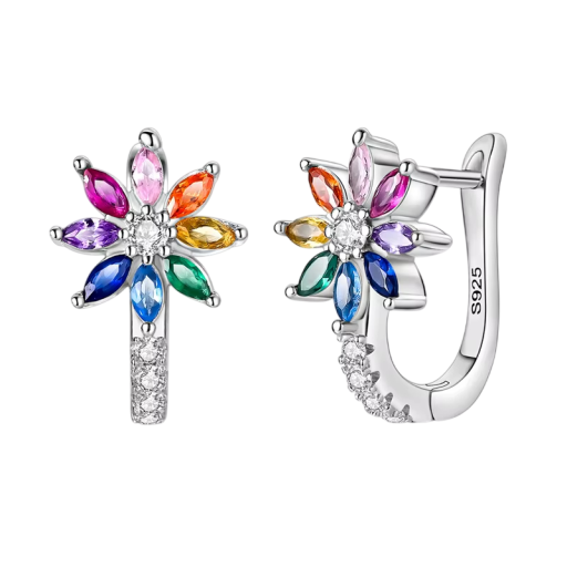 Lekfulla blommörhängen 925 silver för kvinnor Mode smycken Gåvor hoop örhängen vardagliga fina smycken med blommönster