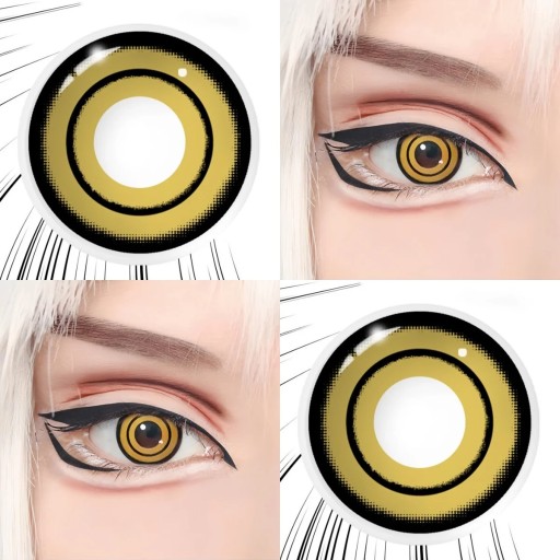 Lenti a contatto colorate gialle morbide in idrogel effetto anime diametro 14.5 mm 6 mesi per uso quotidiano