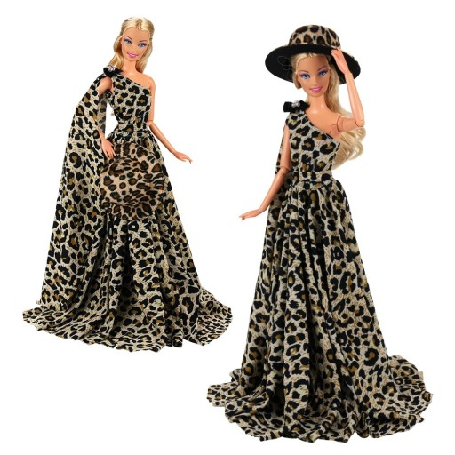 Leopardie šaty a klobúk pre bábiku