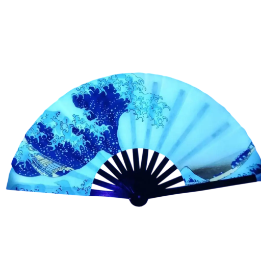 Leque dobrável fluorescente 33 cm Leque de tecido em bambu com motivo marinho Leque decorativo para dança e festas Brilha no escuro