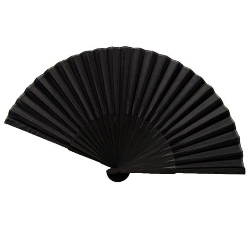 Leque manual dobrável de bambu e tecido Preto Aparência simples e elegante Dimensões 38 x 21 cm Para abanar e refrescar em dias quentes de verão