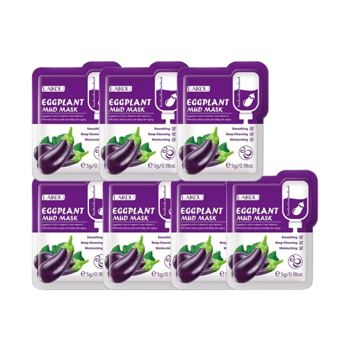 Ler ansigtsmaske med aubergine Aubergine ansigtsmaske til opstramning af porer Antirynke ansigtsmaske Fugtgivende ansigtsmaske 5 g 7 stk