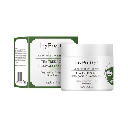 Ler ansigtsmaske mod akne Rensende ansigtsmaske med tea tree-ekstrakt Grøn ler mod fedtet ansigt Grøn te ansigtsmaske 60 g