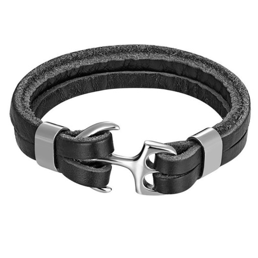 Leren armband met anker