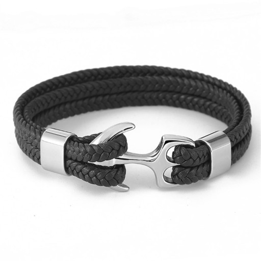 Leren armband met anker