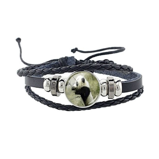 Leren panda armband