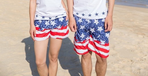 Letnie szorty dla par - amerykańska flaga