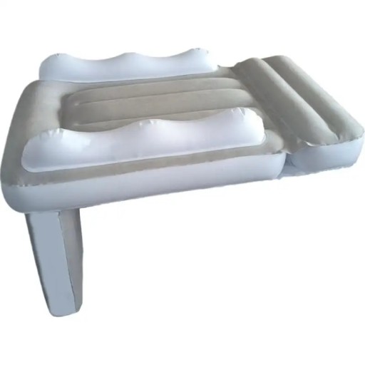Letto gonfiabile per bambini da auto con sponde laterali contro la caduta superficie in flanella morbida PVC bianco con superficie beige per i viaggi