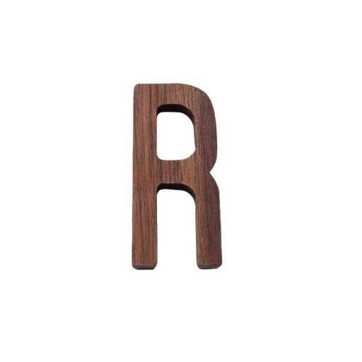 Lettre en bois R décorative 7,7 cm bois naturel marron lettre en relief pour la signalisation de portes, meubles ou intérieur