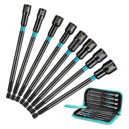 Libraton Steckbit-Set 8 Stück magnetisch 150 mm Sechskantschaft schwarz-grün für Schlagbohrmaschinen und Schraubenzug