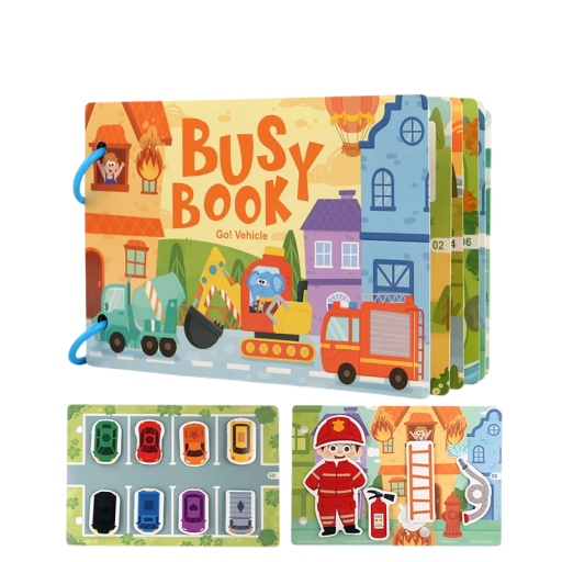 Libro educativo interactivo 28 x 20,7 cm Medios de transporte Libro de aprendizaje para niños Reconocimiento de vehículos, profesiones y colores
