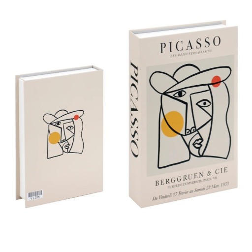 Libro falso decorativo con spazio di archiviazione, apribile, design Picasso - Decorazione elegante con spazio di archiviazione per interni artistici