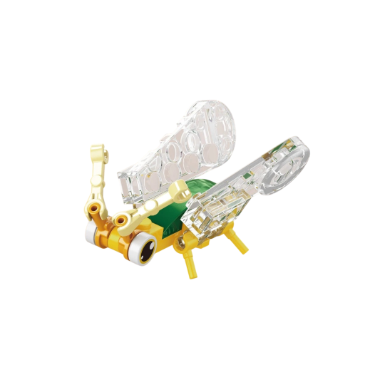 Lichtjesbouwset 6,7 x 3,3 x 3,5 cm 26 onderdelen Groen-geel mini insect met doorzichtige vleugels Schattig model voor decoratie en creatief knutselen