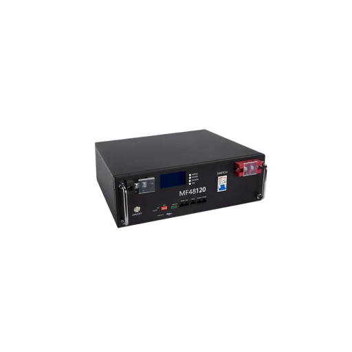 LiFePO4 Akut 48 V 120 Ah litiumakku 6144 Wh MF48120 älykäs BMS 16S M8 6000 sykliä 460 x 440 x 150 mm musta aurinkoenergiavarastoon