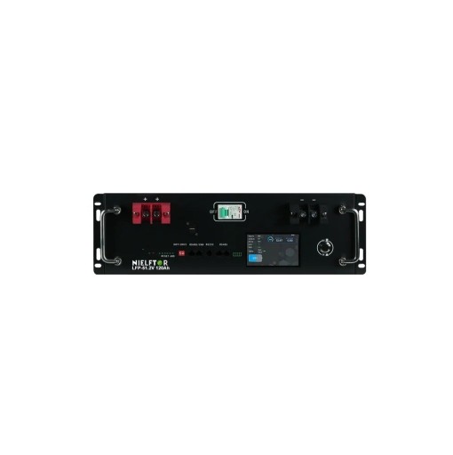 LiFePO4 batteri 51,2 V 120 Ah 16S med smart BMS 100 A og berøringsskærm LCD 440 x 385 x 195 mm 6000 cykler sort solenergilagring