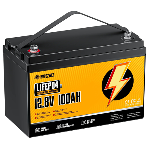 LiFePO4 batterij 12 V 100 Ah 1280 Wh Diepcyclisch met slimme BMS en M8 aansluitingen ABS behuizing Zwart Caravans boten en zonnepanelen