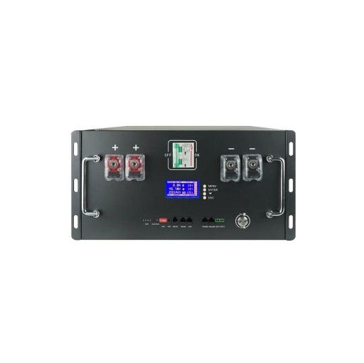 LiFePO4 batterij 51,2 V 200 Ah 16S met smart BMS 200 A en LCD-display 440 x 240 x 580 mm 6000 cycli zwart voor thuis en zonne-energie opslag