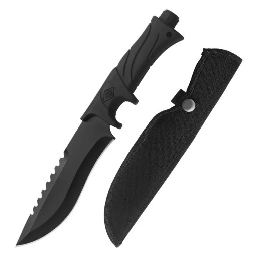 Lige Taktisk Campingkniv 20cm Rustfrit Stålklinge ABS Håndtag Nylon Skede Udendørsværktøj Bushcraft Vandring Overlevelsesudstyr