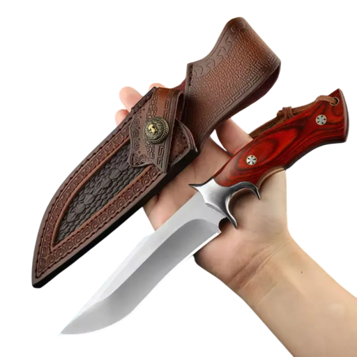 Lige udendørs kniv i rustfrit stål 23 cm med læderskede Taktisk kniv til naturen Camping Vandring Bushcraft Jagt EDC-udstyr Holdbart design