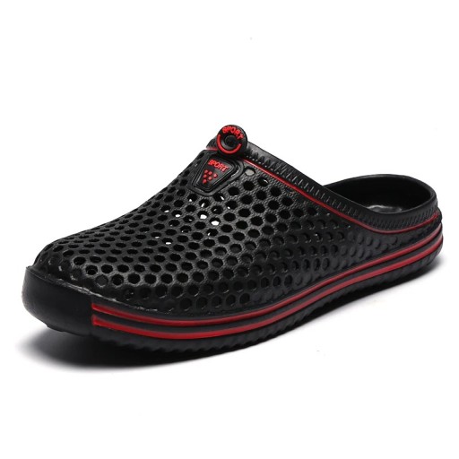 Light Closed-Toe Slippers Breathable Perforated Upper Soft Sole Sports Home Footwear Bathroom Shoes