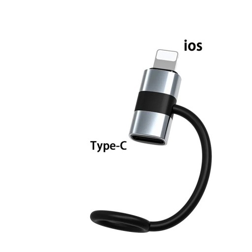 Lightning naar USB-C-adapter met flexibele lus 30W PD-converter voor snel opladen en gegevensoverdracht van iOS naar USB-C-apparaten
