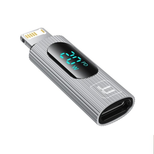 Lightning naar USB-C OTG-adapter 20W snel opladen en gegevensoverdracht USB 2.0 voor iPhone grijs ontwerp met displayondersteuning