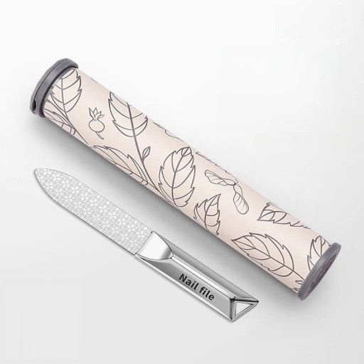 Lima de uñas de acero inoxidable de doble cara Lima de metal profesional con estuche Lado fino y más grueso Manicura pedicura