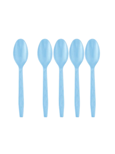 Lingurițe din plastic de unică folosință 15,6 cm Născute în culoare solidă albastră deschisă Set de 10 bucăți linguri din plastic pentru petreceri