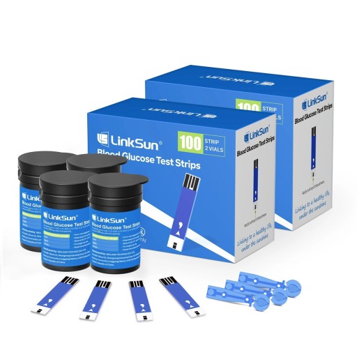 LinkSun G-425-1 Sada 200 ks testovacích prúžkov a 200 ks lanciet na meranie glykémie Domáca kontrola cukru Presné výsledky Hygienické príslušenstvo