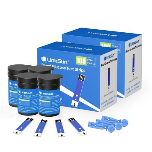 LinkSun G-425-1 Set de 200 bucăți benzi de testare și 200 bucăți lancete pentru măsurarea glicemiei Control acasă al zahărului Rezultate precise Accesorii higienice
