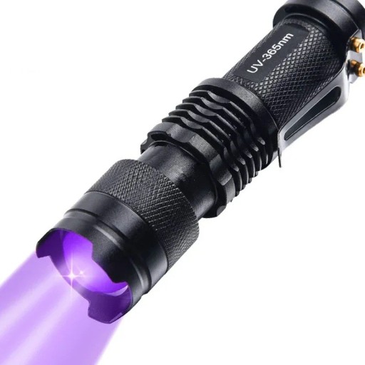 Linterna 2 en 1 Luz UV 395 nm y Luz Blanca Longitud 9,1 cm Linterna Compacta para Comprobar Billetes Manchas Minerales Hogar