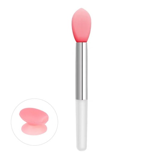 Lippenbalsam- und Lippenstiftpinsel aus Silikon, 5 cm, Saugnapfabdeckung, Aufbewahrungsbox, kosmetischer Lippenpinsel, präzises Auftragen von Make-up, Lippenpflege