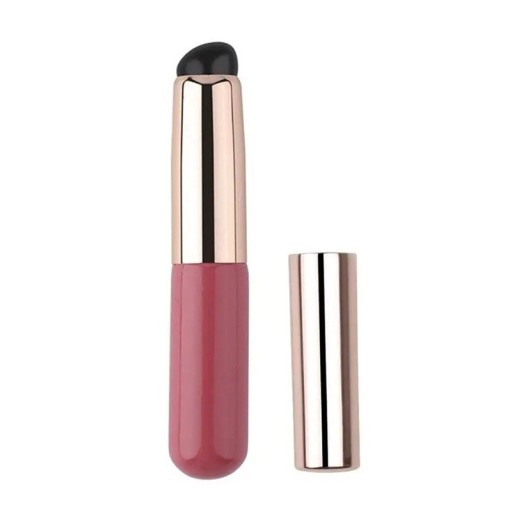 Lippenpinsel und Concealer aus Silikon, 8,5 x 1 x 0,5 cm, Kosmetikapplikator mit Kappe, runder Kopf, weicher Lippenstiftpinsel und präzises Make-up