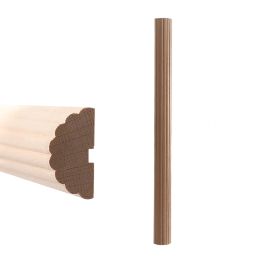 Lișă decorativă din lemn cu profil canelat 50×4,5×2 cm culoare naturală maro pentru mobilier și elemente de interior