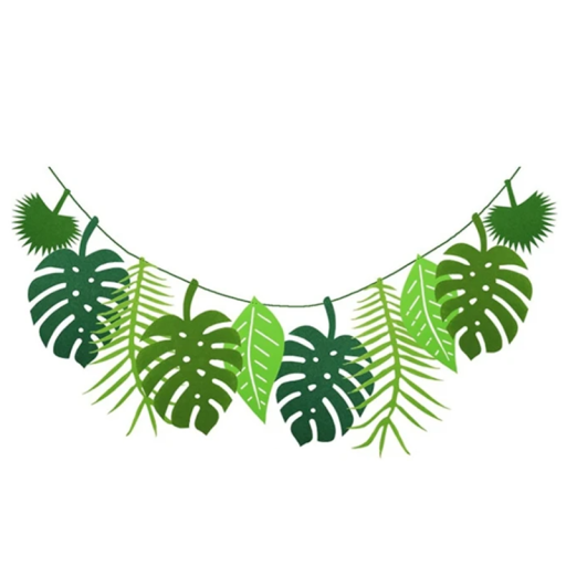 Listový banner želví listy Tropická dekorace Havajská Letní Párty Safari Džungle Svatba Narozeniny Výzdoba Stolů Tematická Oslava