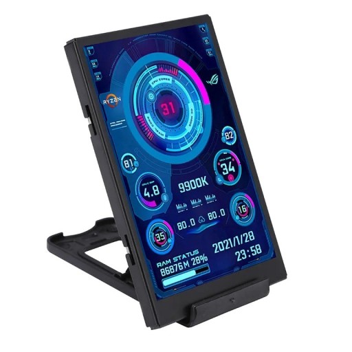 Liten sekundär display för övervakning av datordata med metallstativ 3,5&quot; IPS 1 m USB-C-kabel Bärbar extra skärm för din dator Extra monitor för övervakning av processorn