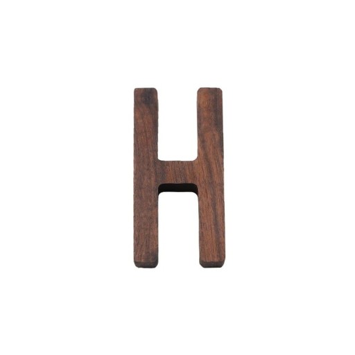 Litera decorativă din lemn H, semn decorativ 7,8 cm, lemn natural, culoare brună, finisaj neted pentru marcarea ușilor, pereților și mobilierului