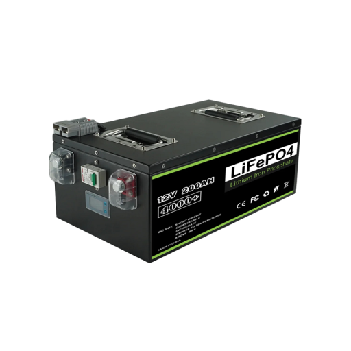 Lithium-jernfosfatbatteri med IP5-beskyttelse LiFePO4-batteri 12V 200Ah genopladeligt batteri til RV-solcelle-inverter Indbygget BMS 38 x 23 x 16 cm