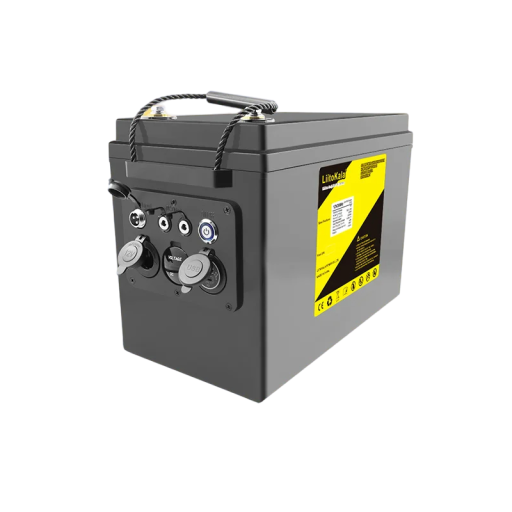 Lithium-jernfosfatbatteri med lang levetid. DC-12V 240Ah litiumbatteri med en levetid på mere end 4000 cyklusser. 35,5 x 24,5 x 18 cm.