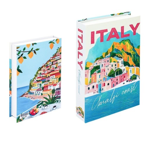 Livre décoratif faux avec espace de rangement "Italie - Côte Amalfitaine", ouvrable, décoration intérieure