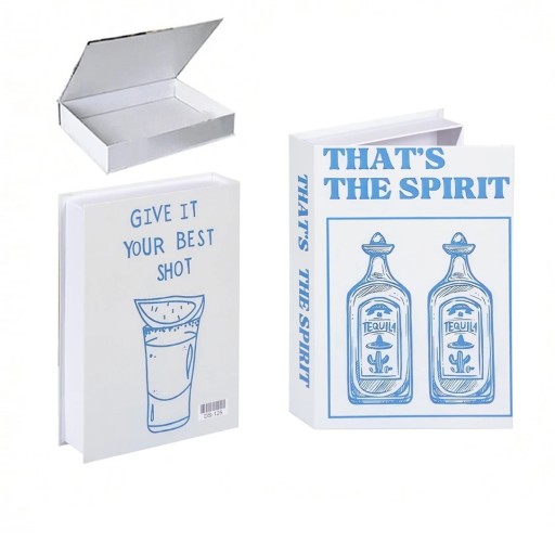 Livre décoratif faux avec espace de rangement, ouvrable, design Tequila - Décoration élégante avec espace de rangement pratique pour un usage quotidien