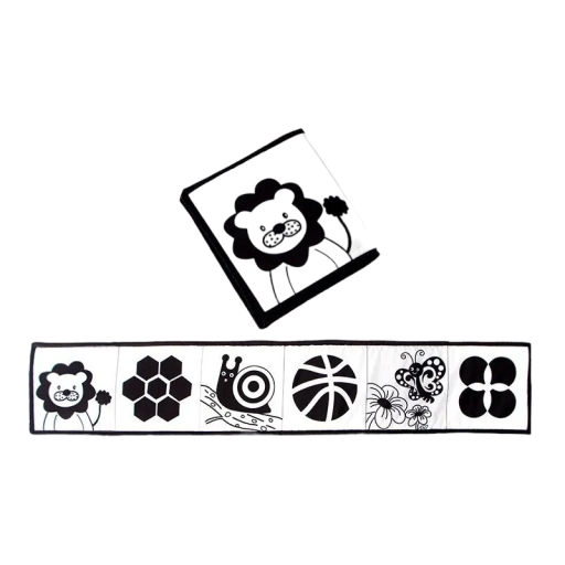 Livre en tissu noir et blanc pour bébés 81 x 15 cm
