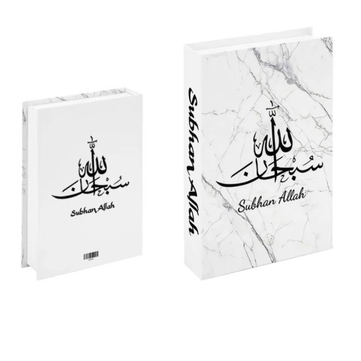 Livre factice ouvrable Subhan Allah Design en marbre Boîte de rangement décorative Boîte secrète pour argent et objets de valeur