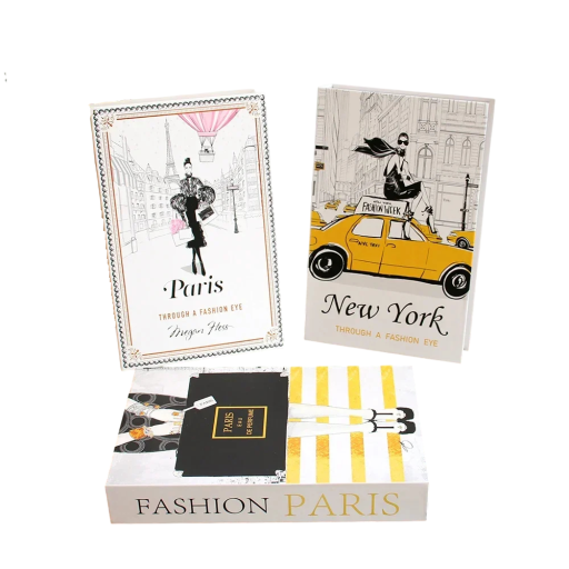 Livres décoratifs factices 3 pcs Non ouvrables décorations d'intérieur Fashion Paris New York livres de design pour étagère table commode