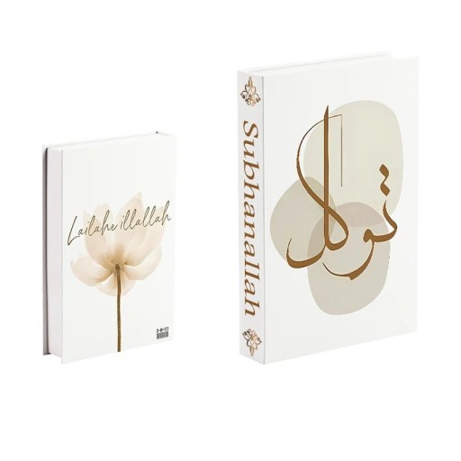 Livro Falso Abrível Decorativo com Espaço de Armazenamento Subhanallah La ilaha illallah Design Floral