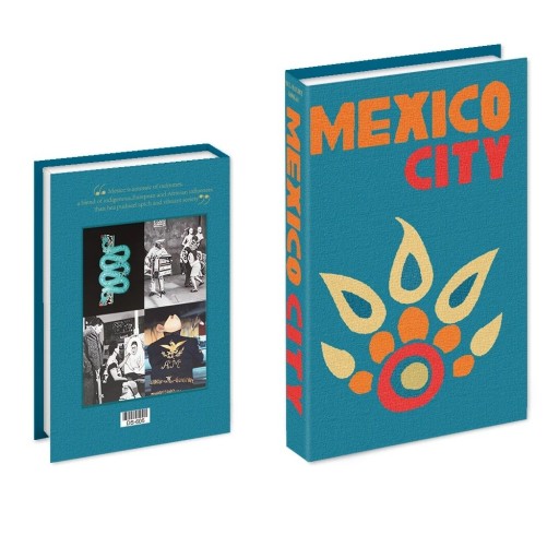 Livro falso decorativo com espaço de armazenamento – Decoração abrível com o tema "Cidade do México"