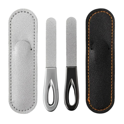 Lixa de unhas em aço inoxidável 9 cm Grão de diamante Lixa metálica dupla face com estojo Manicure e pedicure profissional