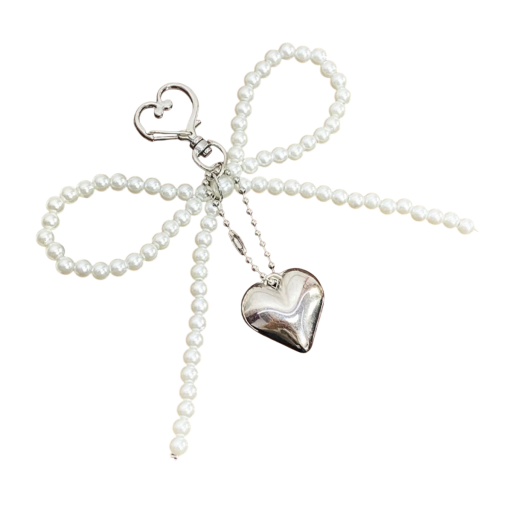 Llave Universal tamaño Imitación de perlas Llavero con colgante de corazón Adorno elegante para llaves bolso Regalo para mujeres