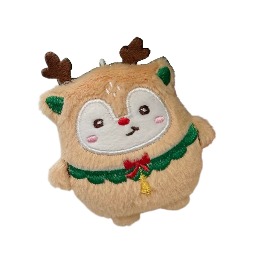 Llaverito de felpa navideño reno 8 x 9 cm Llavero y mochila Decoración suave Regalo navideño y de Año Nuevo