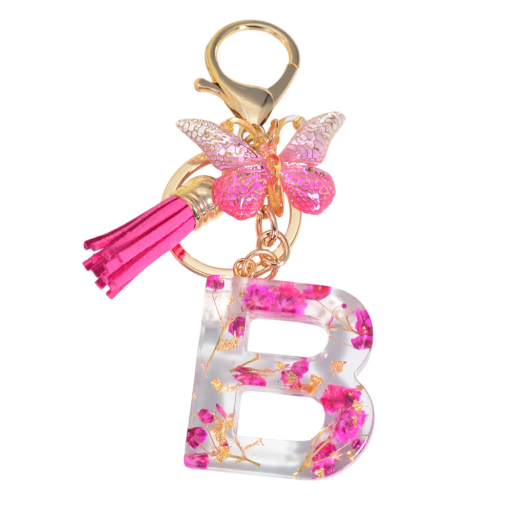 Llavero Rosa de 5 cm Llavero de Resina con Iniciales y Flores Adorno Decorativo para Bolso Mochila Regalo para Mujeres